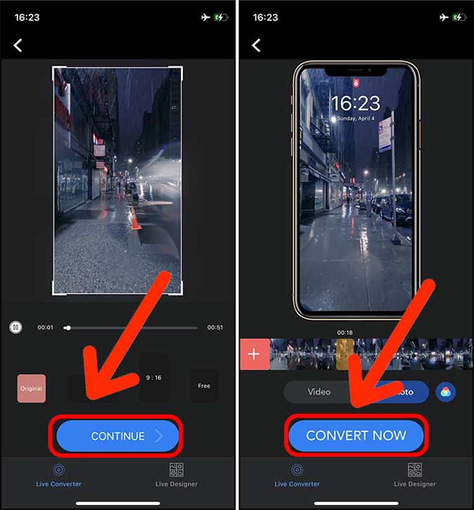 Convertir el video a la foto en vivo ahora