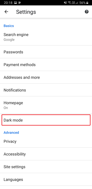 Modo oscuro en Google Chrome- Configuración Modo oscuro