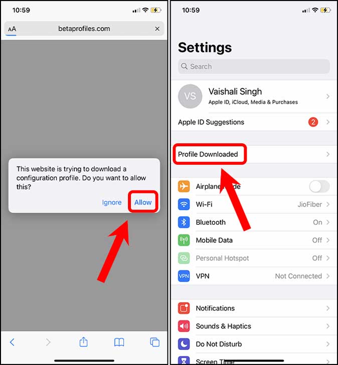 Descargar perfil beta en iPhone