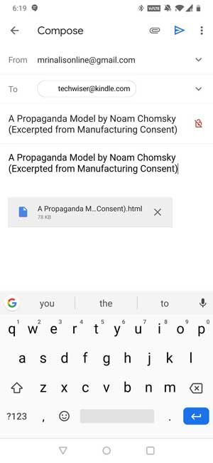 Enviar artículos a la dirección de correo electrónico de Kindle