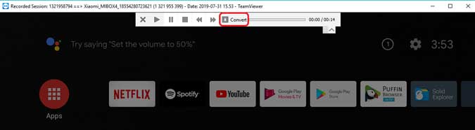 Toque el botón Convertir para convertir la grabación en un archivo de video