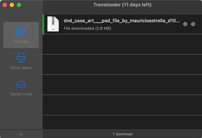 archivos descargados en transgoder
