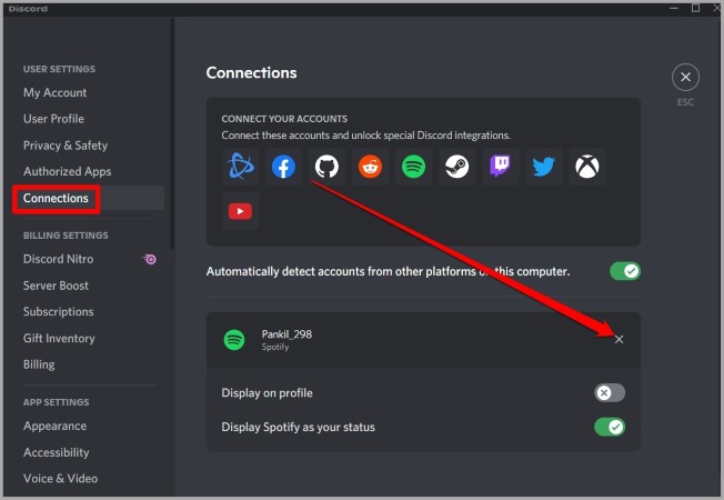 Desconecte Spotify de Discord