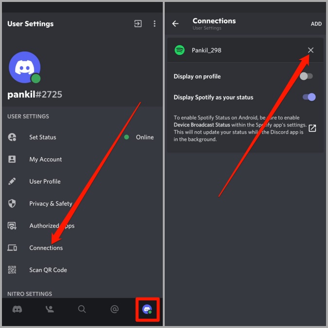 Desconecte Spotify de la aplicación Discord