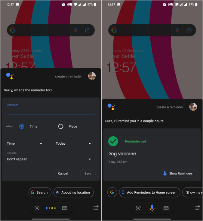 Creando un recordatorio de Google Assistant