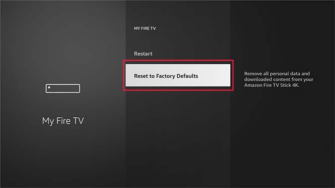 Restablecer Fire TV Stick
