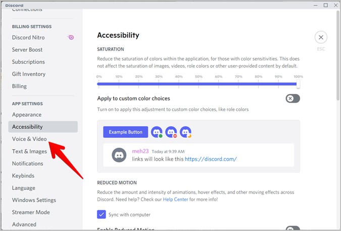 Configuración de video de voz de Discord Video