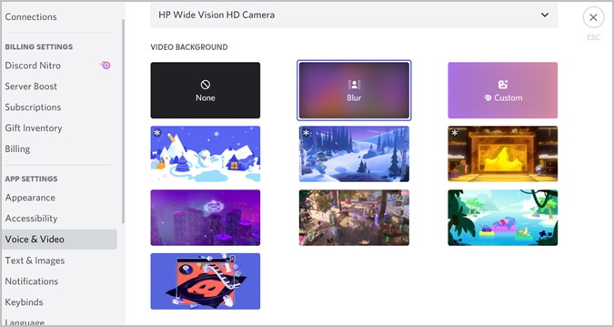 Discord Video Background Seleccione