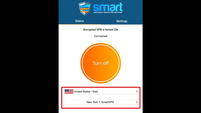 Conecte VPN al servidor de EE. UU.