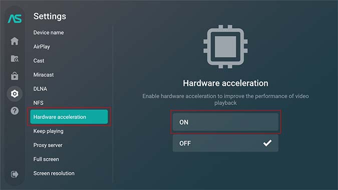 Habilitar la aceleración de hardware en Fire TV Stick