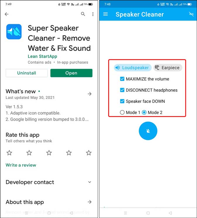 Aplicación de limpiador de súper altavoces para eliminar el agua del altavoz y el auricular con sonido