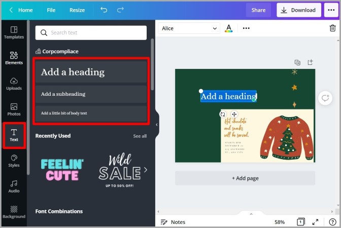 Agregue un cuadro de texto para diseñar