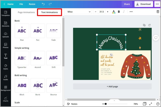 Animaciones de texto en Canva