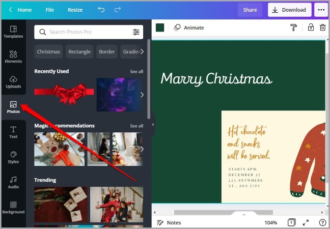 Agregar fotos al diseño de Canva
