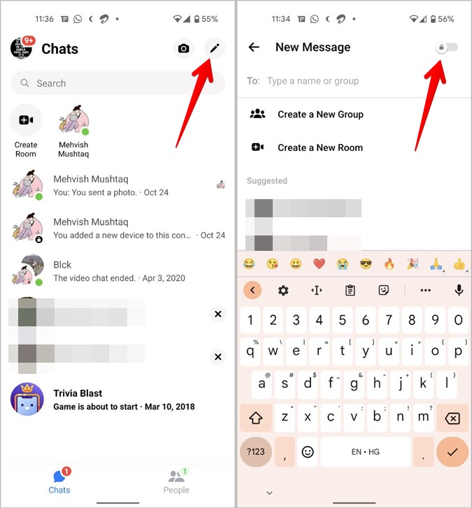 Facebook Messenger Icons Pantalla de inicio Nuevo mensaje