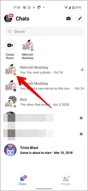 Íconos de Messenger de Facebook dot verde