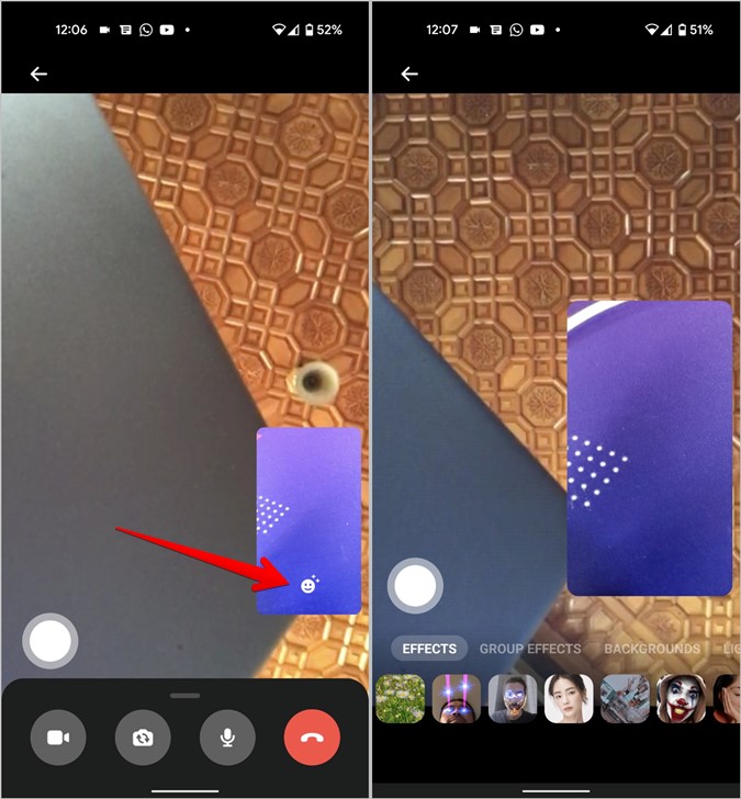 Efectos de videollamadas de íconos de Messenger de Facebook
