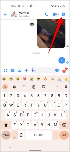 Información de chat íconos de Messenger de Facebook