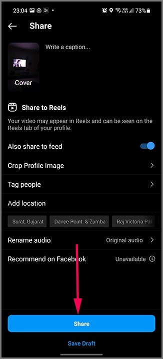 Comparta los carretes de Instagram como comentario