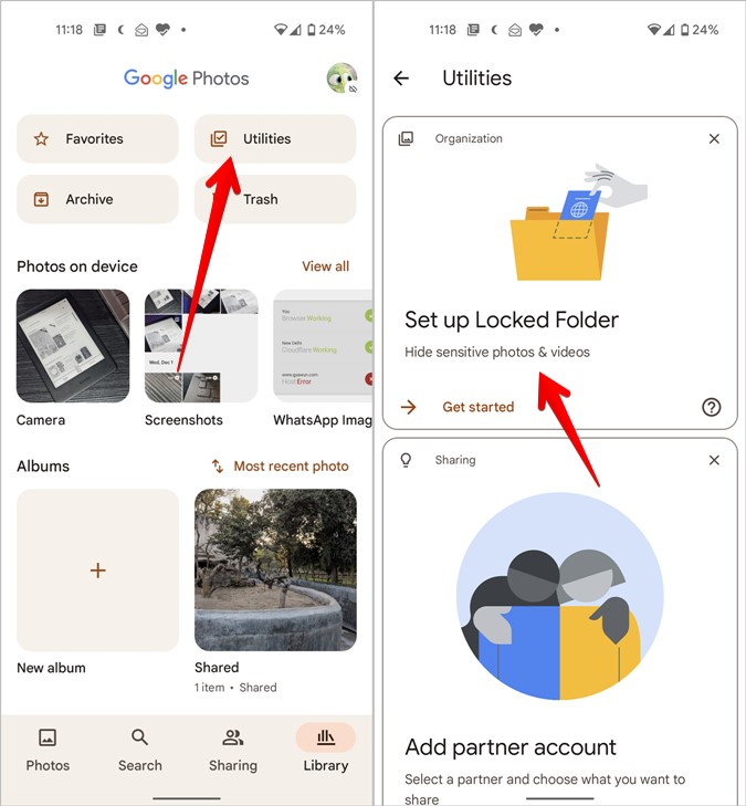 Google Photos Bloqueado de la carpeta de la carpeta