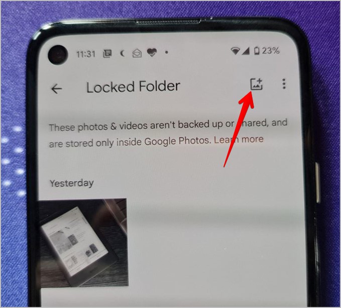 Carpeta bloqueada de Google Photos Agregar fotos