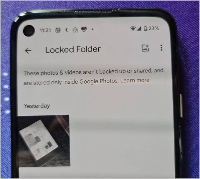 Elementos de carpeta bloqueada de Google Photos