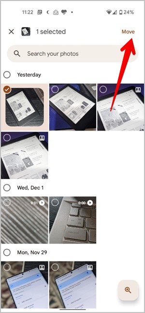 Carpeta bloqueada de Google Photos mueve elementos