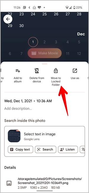 Carpeta de Google Photos bloqueado se mueve de