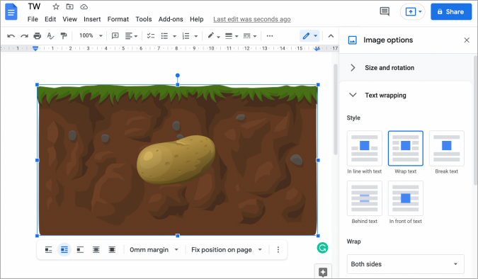 Capas de una imagen sobre otra en Google Docs