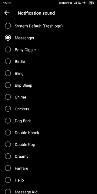Sonidos de notificación de mensajería del sistema