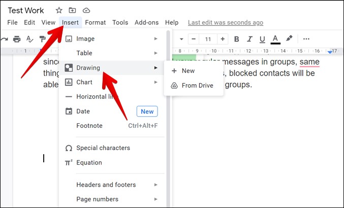 Google Docs agregue Dibujo de Google