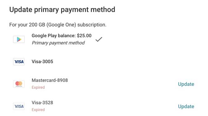 El saldo de Google Play como método de pago principal