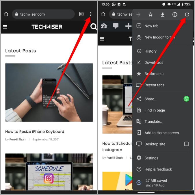 Recarga dura Chrome en Android
