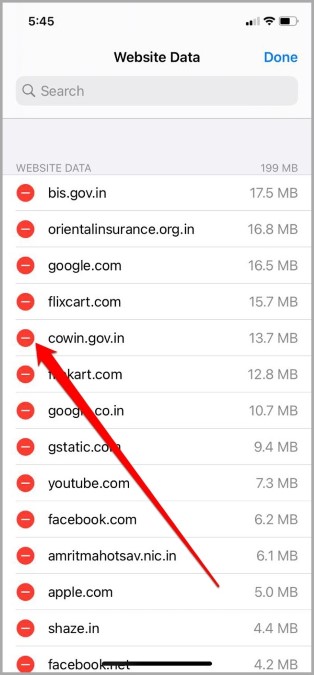Eliminar datos del sitio web