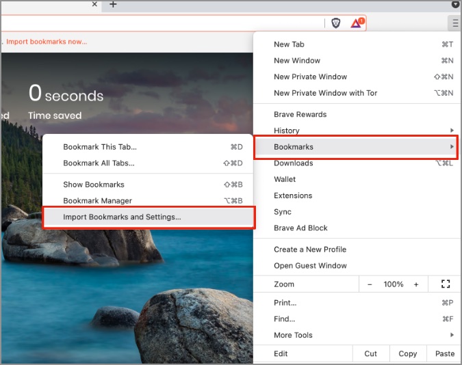 Importar configuración de marcadores en el navegador valiente