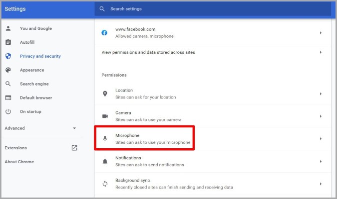Permisos de micrófono en Chrome