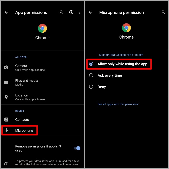 Permitir el acceso de Chrome al micrófono en Android