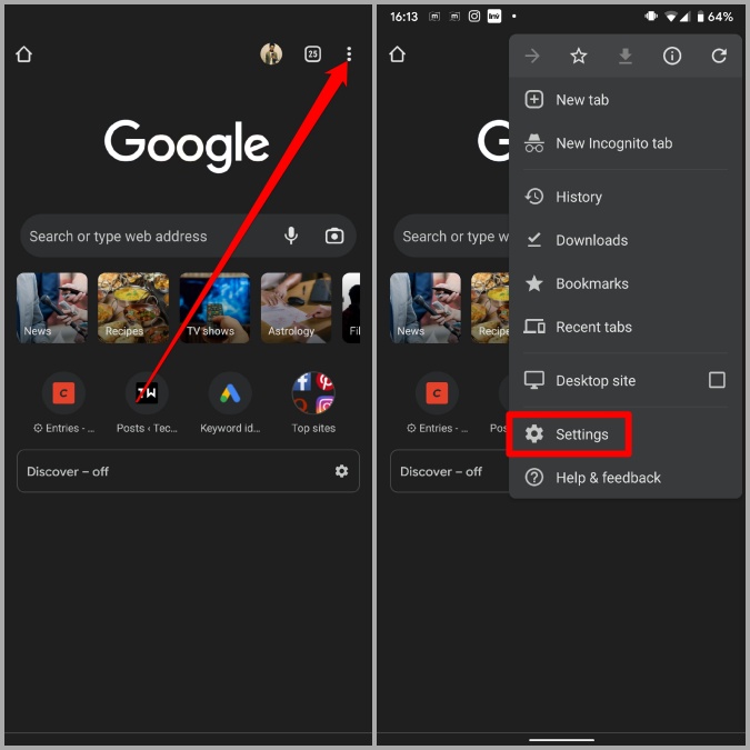 Configuración de Chrome en Android