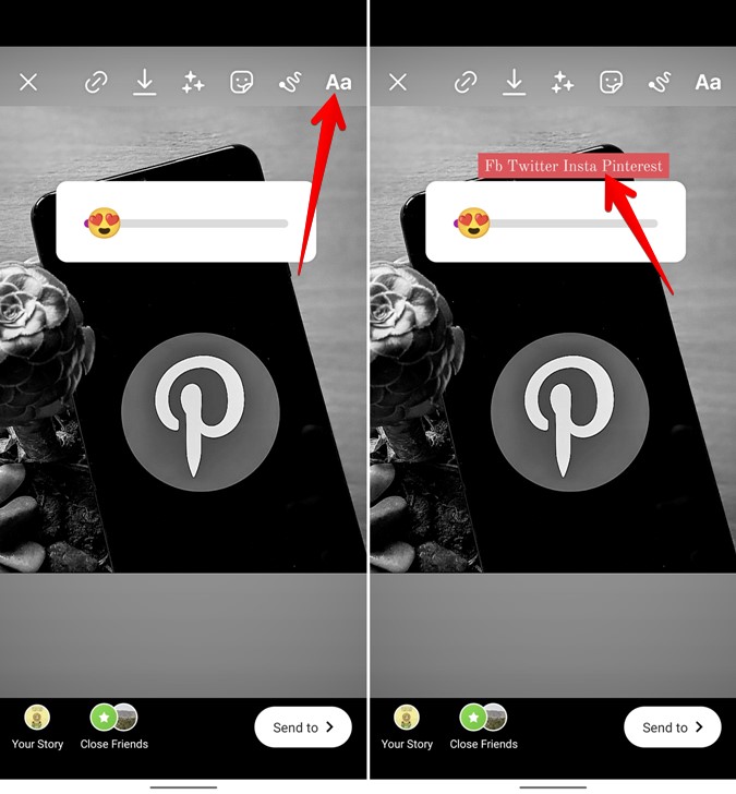 Valores de control deslizante emoji de la encuesta de Instagram