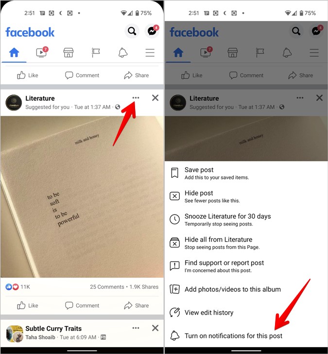 Los comentarios de los símbolos de Facebook encienden las notificaciones