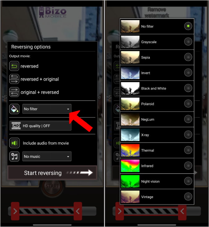 Ajustar las opciones de salida y los filtros