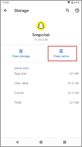 borrar el caché de Snapchat en Android