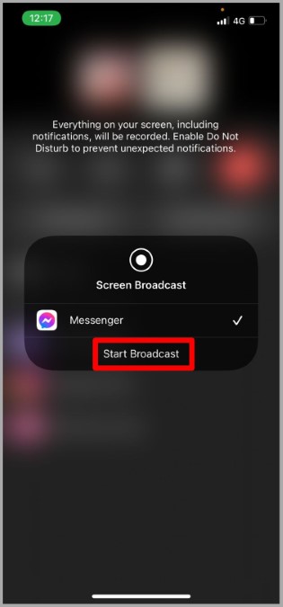 Inicie la transmisión en Messenger en iOS