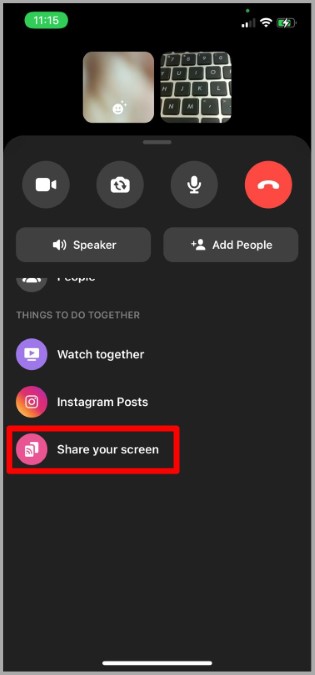 Comparte tu pantalla en Messenger en iOS