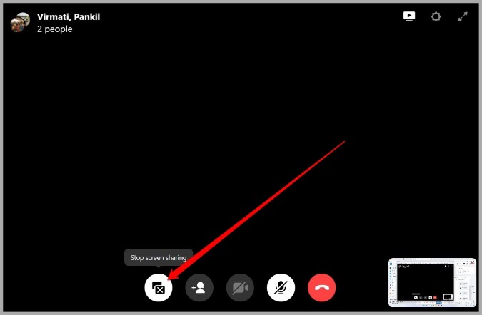 Deja de compartir la pantalla en Messenger en el escritorio