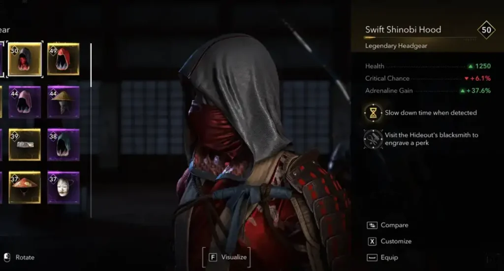 Swift Shinobi Hood Assassin's Crreed Shadows