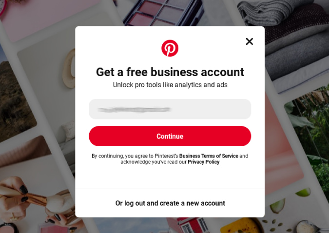Creación de una cuenta comercial gratuita de Pinterest