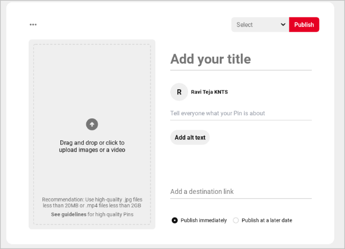 Subir video en Pinterest