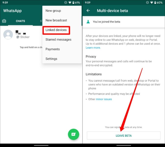 Deja whatsapp beta