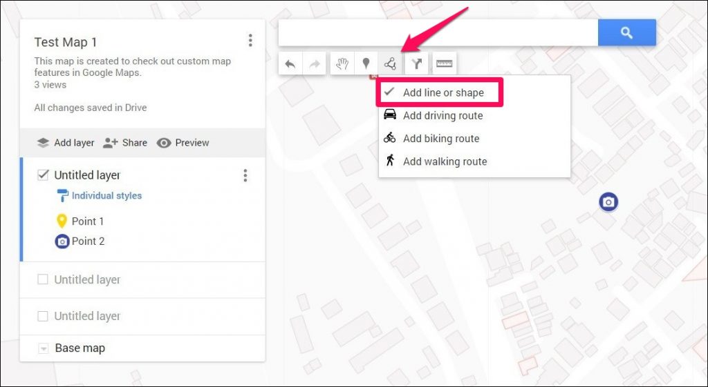 Dibujar línea y formas en Google Maps